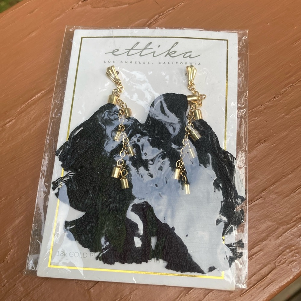 Ethika black tassel earrings